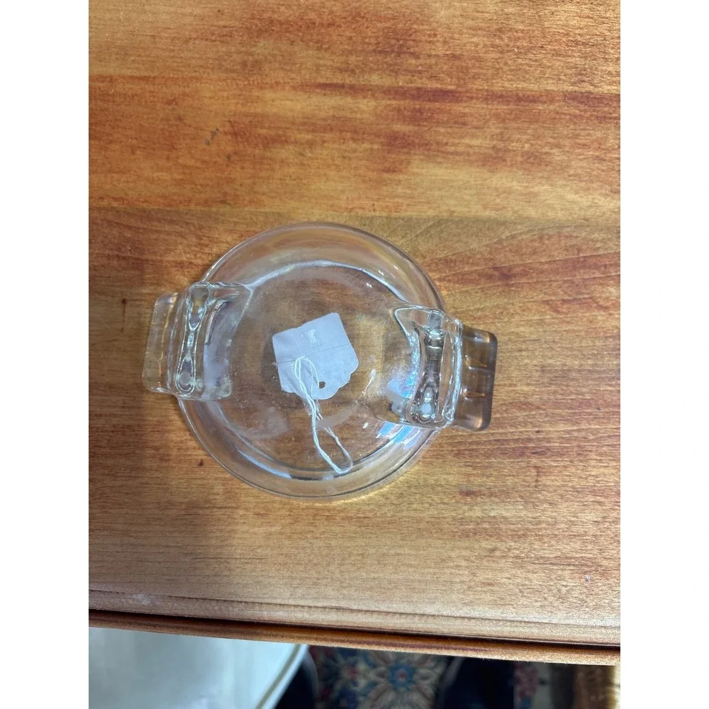 Vintage Clear Pressed Glass Round Trinket Dish Small brush holder 4.5